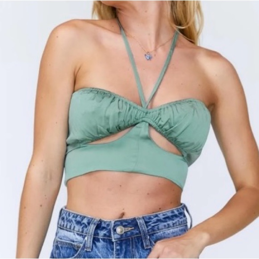 Princess Polly Green Cutout Crop Top